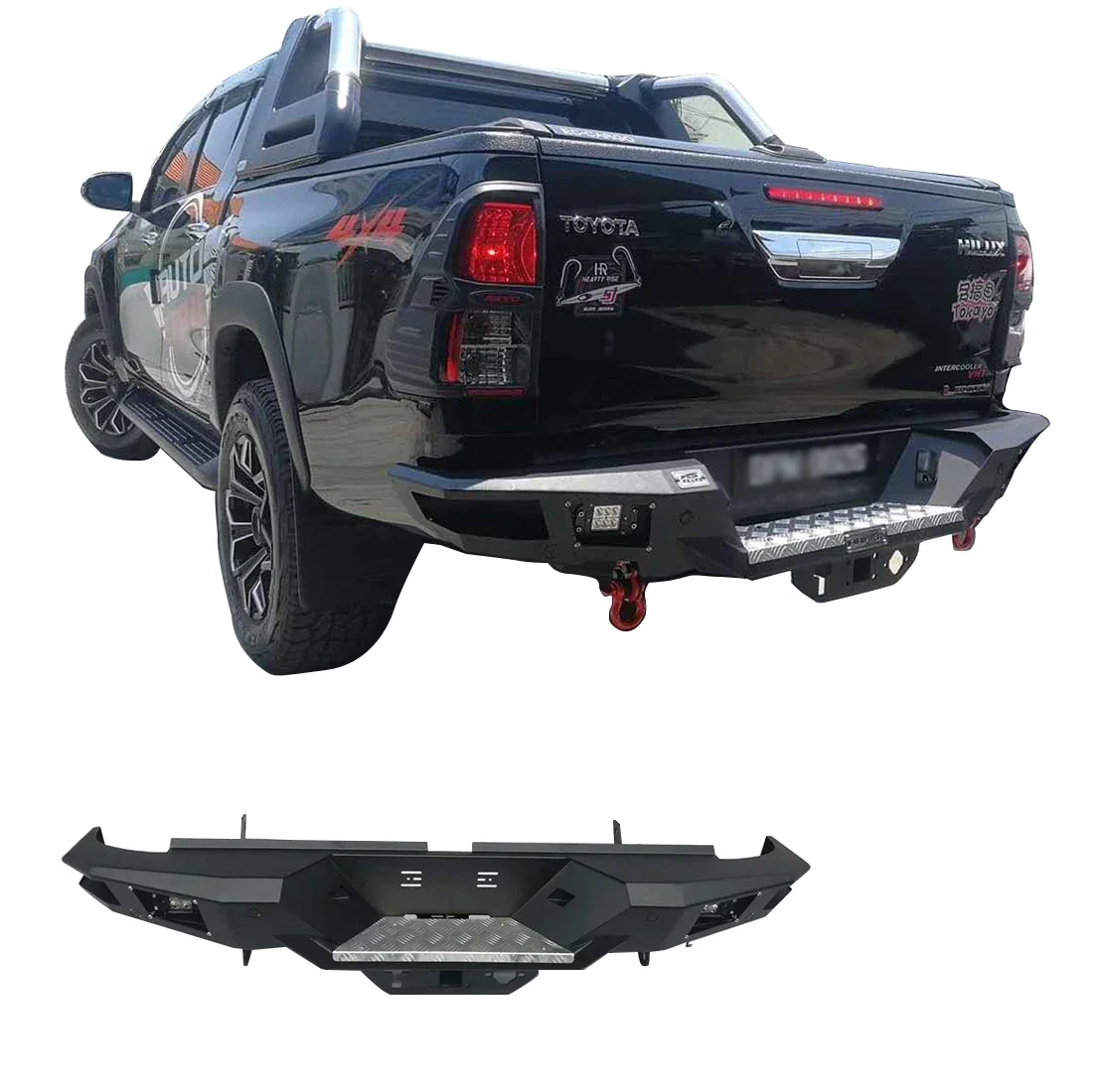 

With light Rear Bumper Bull Bar Nudge Bar For Toyota hilux revo rocco ford ranger