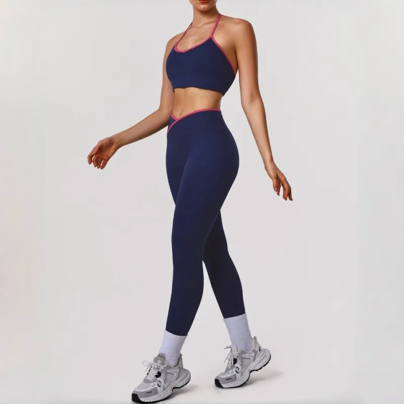 

Women's 2-piece Seamless Yoga Set Sports Gym Fitness Tracksuit Tight Fitting Bra Hip-lifting Long-pants Running Bodysuit