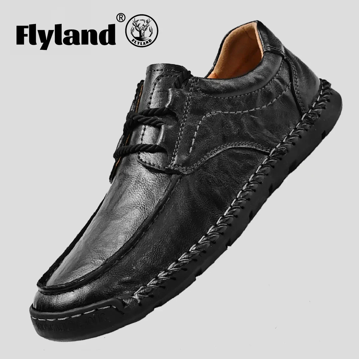 FLYLAND Men‘s Casual Shoes Handmade Leather Luxury Designer Shoes Men Flats Moccasins Driving Shoes