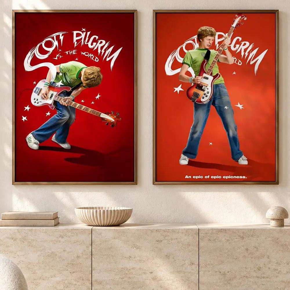 Movie S-Scott Pilgrim vs. the WorldS Poster Art  Self-Adhesive No Glue Dorm Wall  Waterproof Coffee House Art Sticker