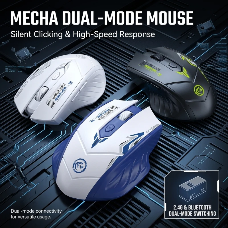 Bluetooth 5.4 Mouse Dual-Mode 2.4G Wireless Mouse 6 Buttons 