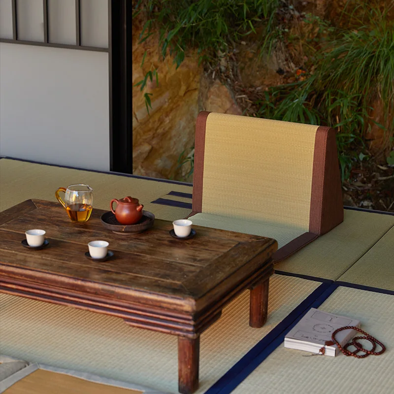 Natural Grass Woven Tatami Cushion Breathable Dehumidifying Chair Pad High-Density Sponge Sofa Seat Bay Window Backrest Chair