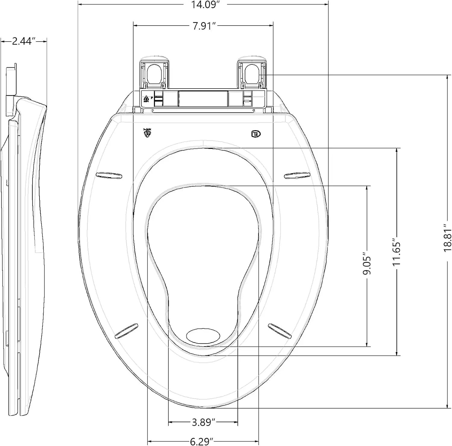 Toilet Seat, Elongated Toilet Seat with Toddler Seat in, Potty Training Toilet Seat Elongated Fits Both Child, with Soft Close