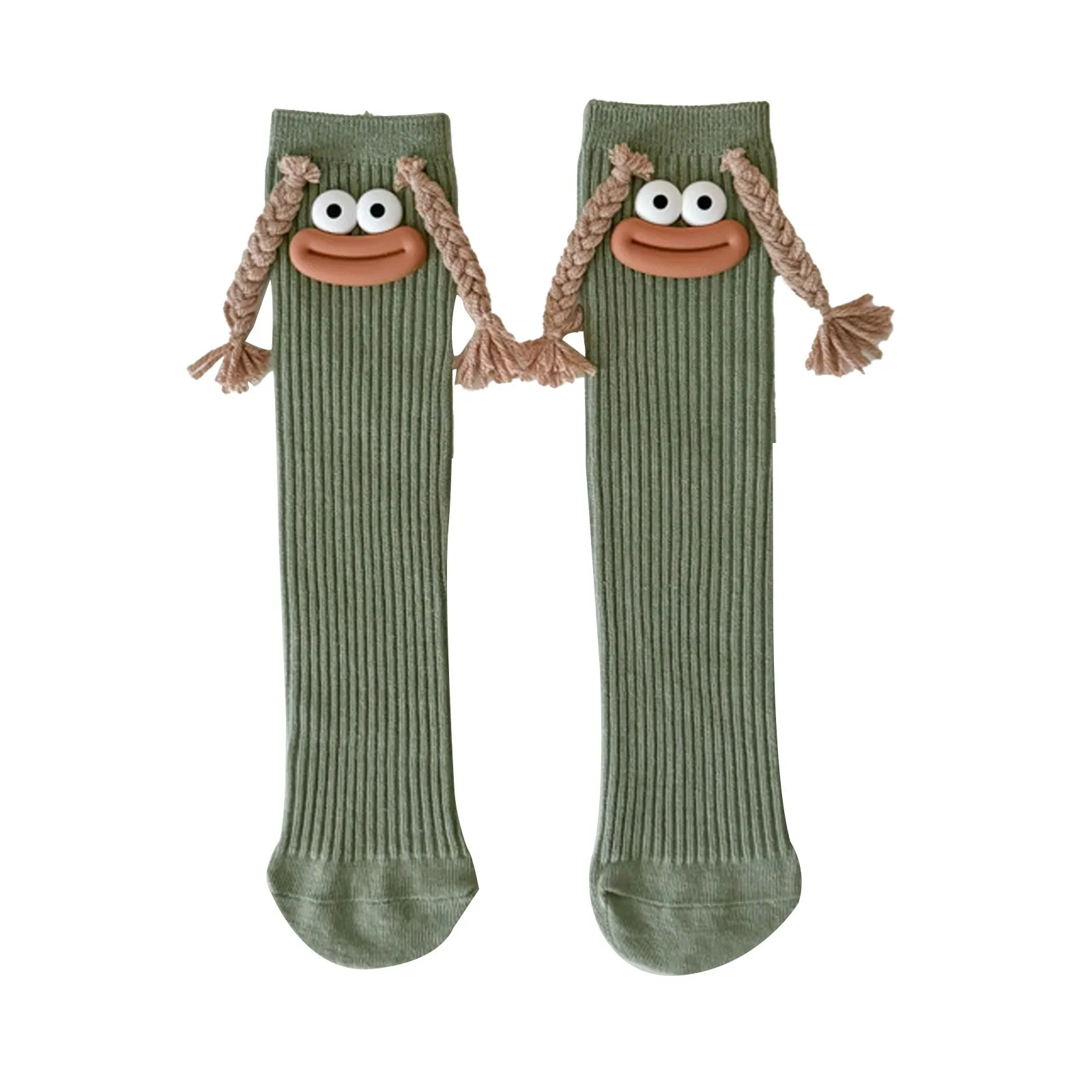 Frau Mittlere Länge Kawaii Cartoon Bunte Socke Mädchen Großen Mund Zöpfe Lustige Baumwolle Lange Socken Weibliche Nette Über Knie Hohe Strümpfe – Detail 14