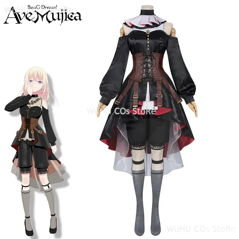 

Game BanG Dream! Ave Mujica Doloris Wig Earrings Misumi Uika Cosplay Costume Mask Women Hallowen Party Roleplay Suitv;2,r'6;t.