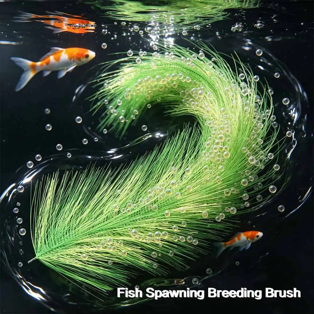 60/100cm Tapis d'éclosion silencieux et flexible pour poissons Koi et Poissons rouges, brosse verte pour l'élevage et la reproduction des poissons à domicile