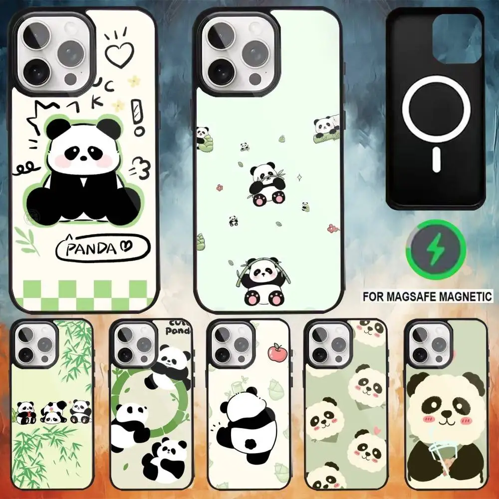 

Cartoon Lovely Panda Phone Case For iPhone17,16,15,14,13,12,11 Plus,Pro Max Magnetic Magsafe Wireless Charging