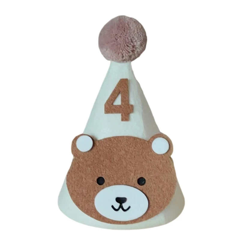 Lovely Bear Birthday Party Hat for Kids 1-9T, Comfortable Number Party Caps for Infants Baby Showers and Celebrations P31B