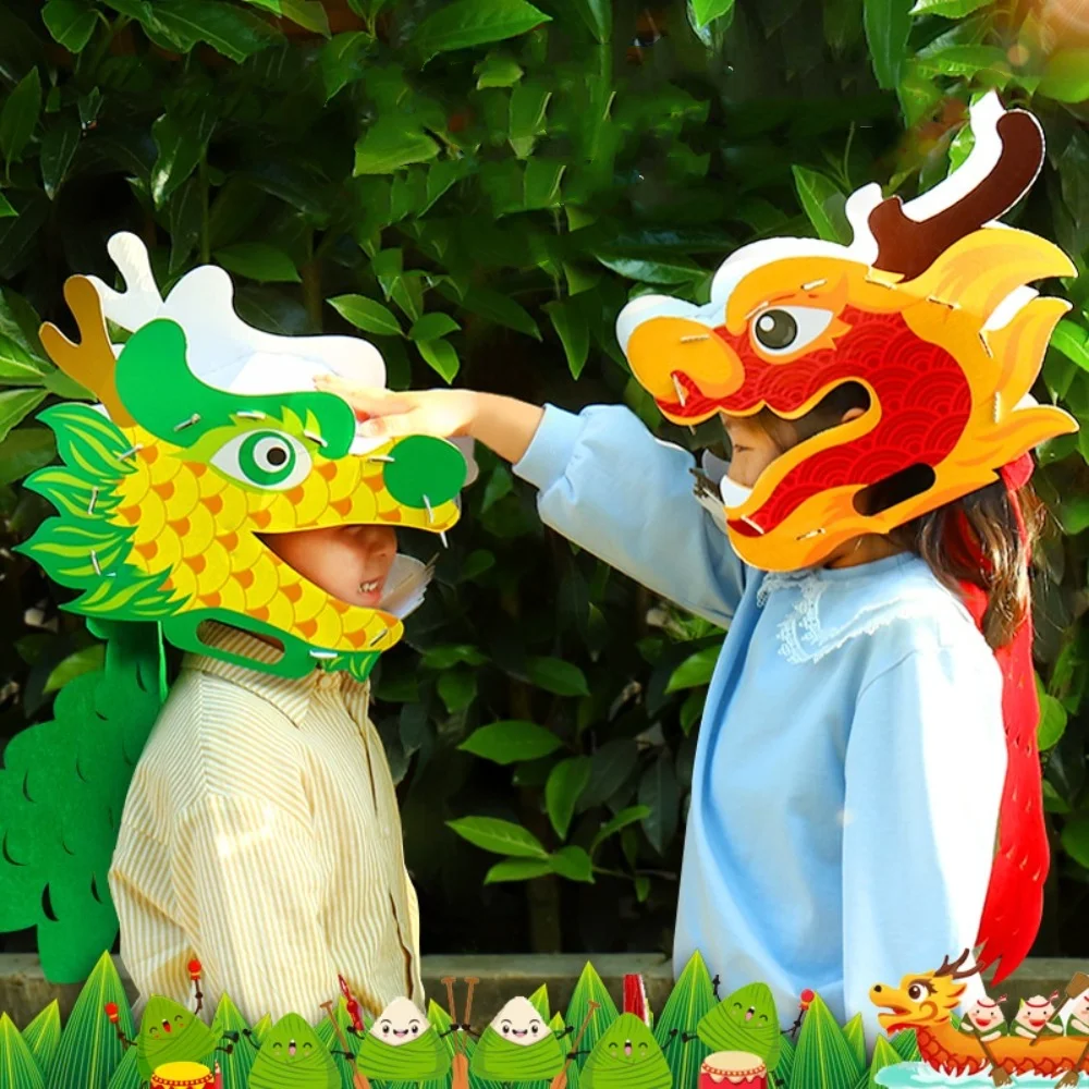 

Hand Assembly Dragon Boat Festival Hat National Tide Diy Non-woven Dragon Hat Hand Craft Chinese Style