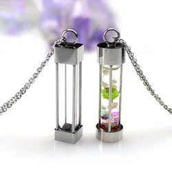 1PC Glass Cremation Jewelry Urn Pendant Necklace Stainless Steel Memorial Pendants Ash Holder for Pet/Human