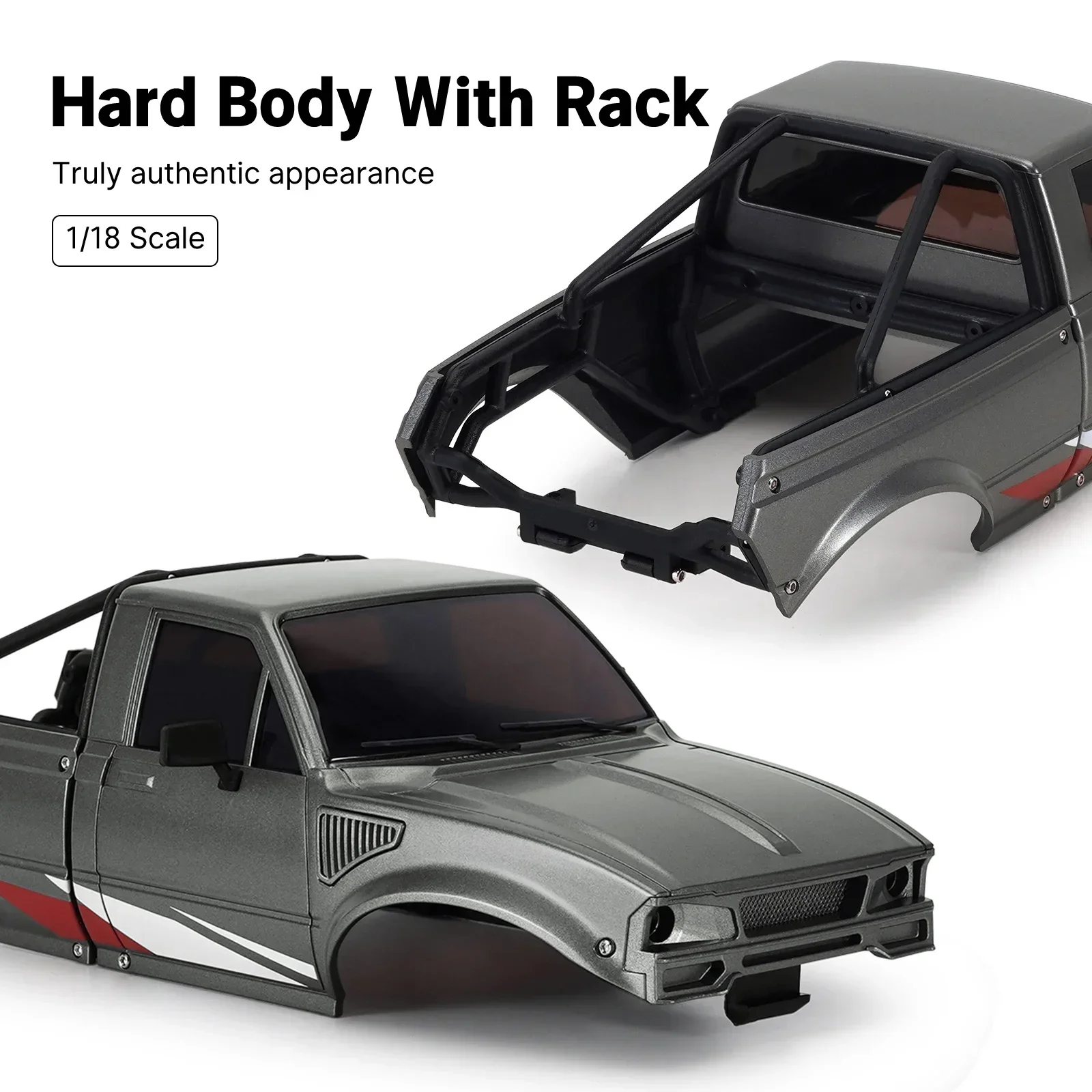 IR60 Hard Body Shell Pickup with Bed Rack for 1/18 RC Crawler TRX4M Defender Bronco