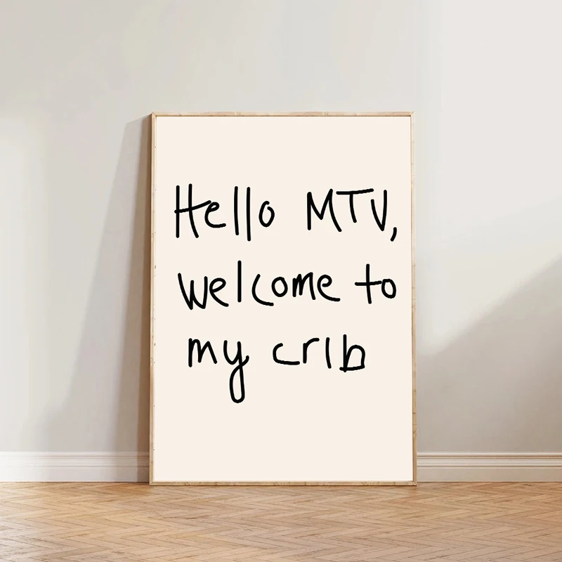 Trendy Mid Century MTV Welcome To My Crib Quotes Aesthetic Wall Art Prints 70s Canvas Painting Poster Pictures For Living Room