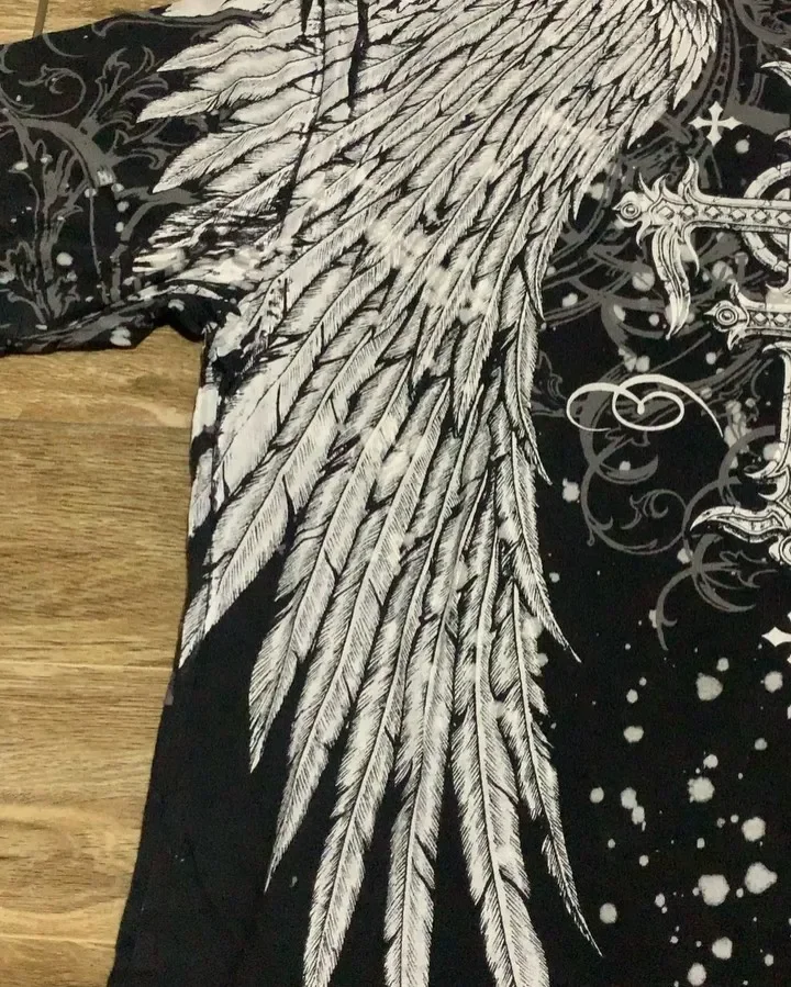 2026 Sommer 3D Y2K Affliction Retro T-Shirt Damen Streetwear Gothic Totenkopf Kreuz Print Trendy Grafik T-Shirts – Detail 4