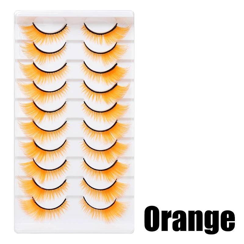 DINGSEN 1/5/10 Paar Bunte Flauschige Streifen-Wimpern Natürliche Weiche Wimpern Wispy Falsche Wimpern 3D Lockige Wimpern für Make-up – Detail 28