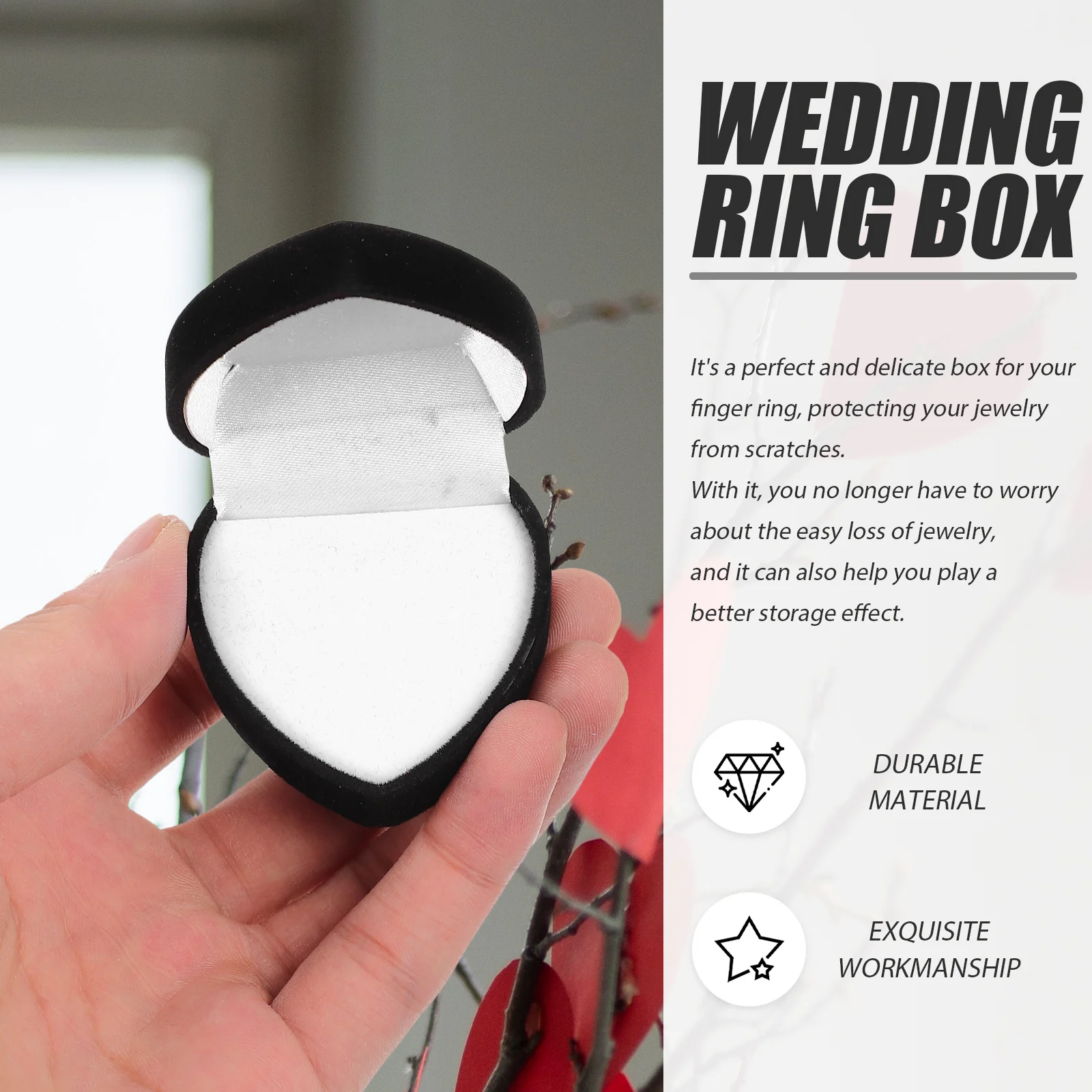 6Pcs Heart Shaped Ring Box Small Portable Ring Organizer for Wedding Engagement Proposal Jewelry Storage Gift Earring Box Gift