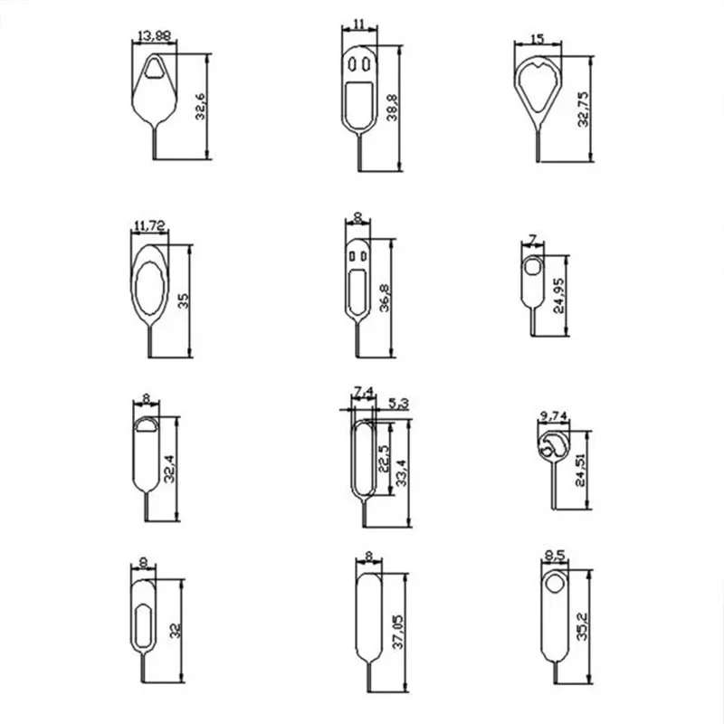 مخصص مع شعار بطاقة SIM دبوس العالمي بطاقة Sim إزالة دبوس مفتاح الفولاذ المقاوم للصدأ بطاقة Sim صينية القاذف إخراج دبوس
