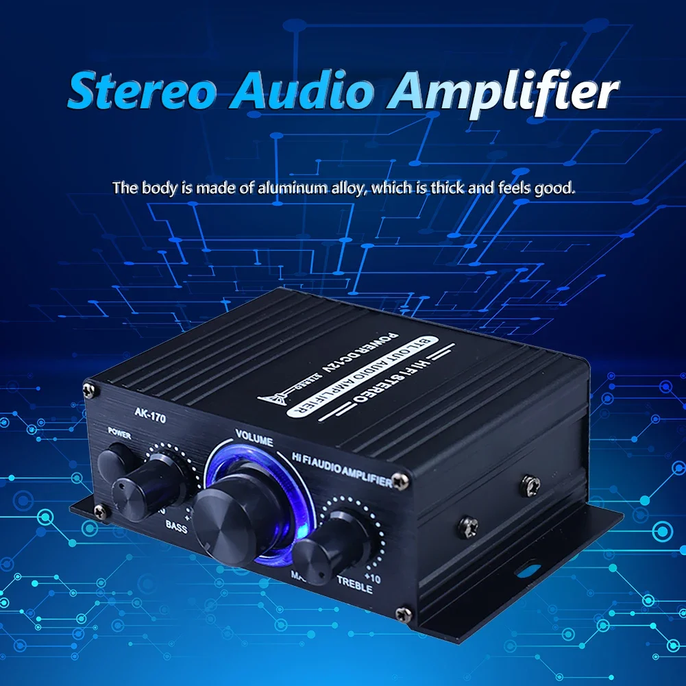 Metal Home Car Amplifiers Audio Power Stereo HIFI Digital Amplifier with RCA Input Mini Audio Power Amp