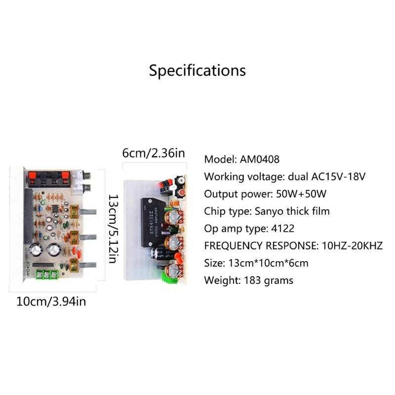 50W + 50W STK4132/4112 Scheda amplificatore DX-0408 2.0 canali Doppio AC15-18V Moduli scheda amplificatore fai da te ad alta potenza