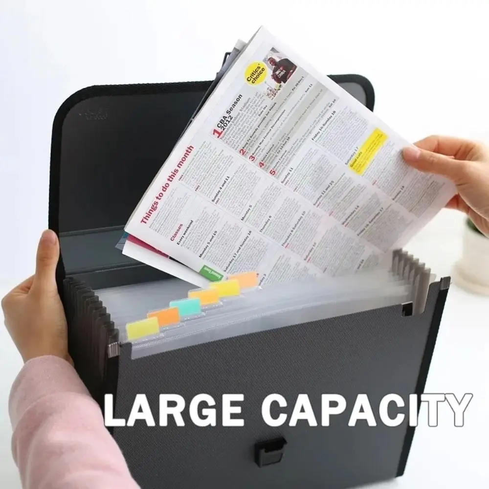 مجلد ملفات A4 جديد سعة كبيرة 13 جيوب حقيبة مستندات تخزين الورق #3