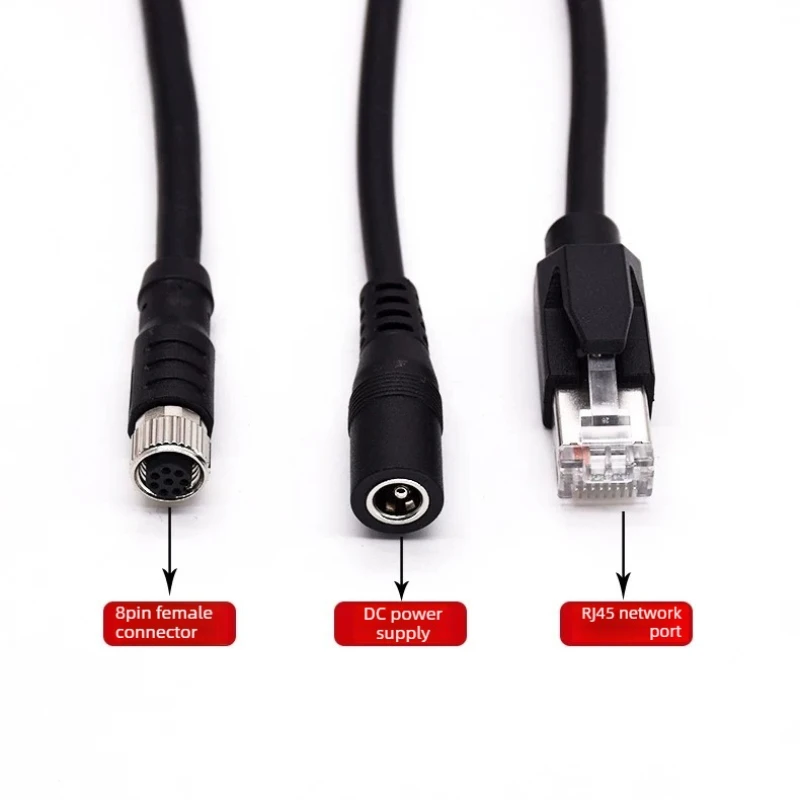 Compatible with HESAI LiDAR JT128/JT64 M8 8Pin Aviation Plug To RJ45 DC Power Cord 1 To 3 1 To 2 Ethernet Cable Connection Line