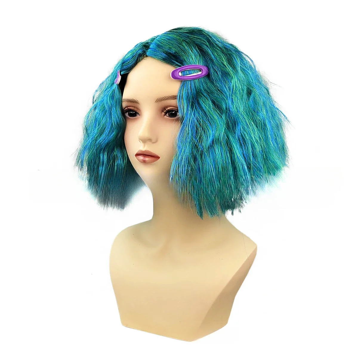 Wigs Anime Joy Sadness Cosplay Halloween Christmas Colored Bangs Short Curls Cute Soft Party Wig Synthetic Costume Cosplay Wigs