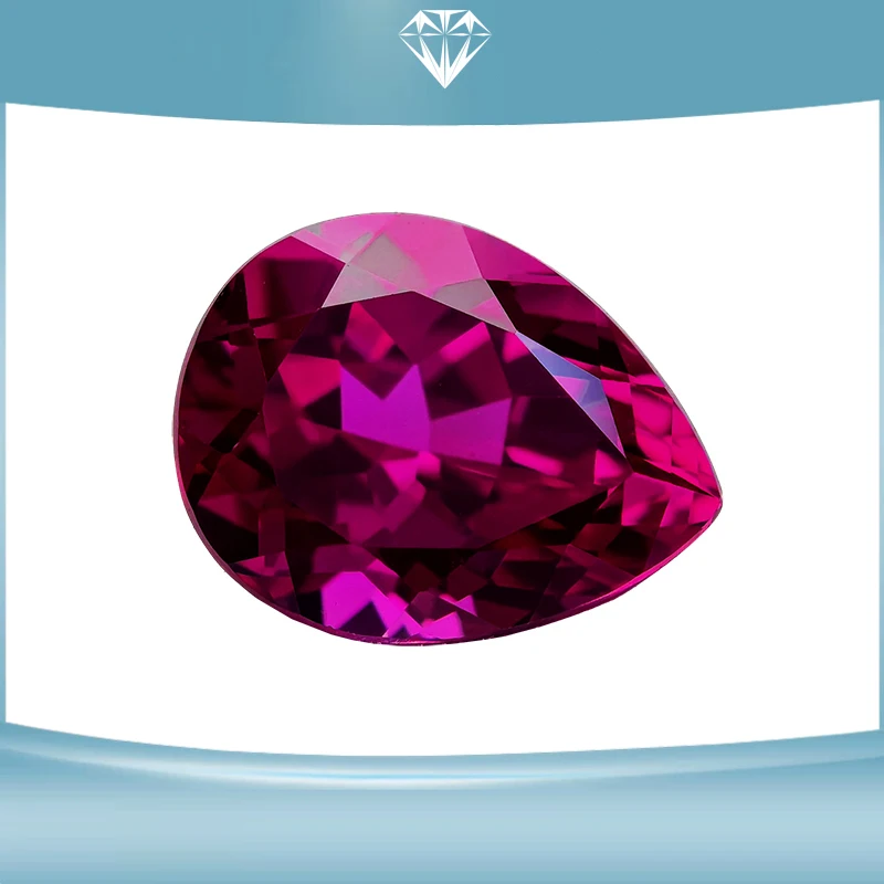 Lab Grown Ruby Rubellite Color Pear Shape VVS1 Gemstone Charms for Diy Jewelry Making Materials Selectable AGL Certificate