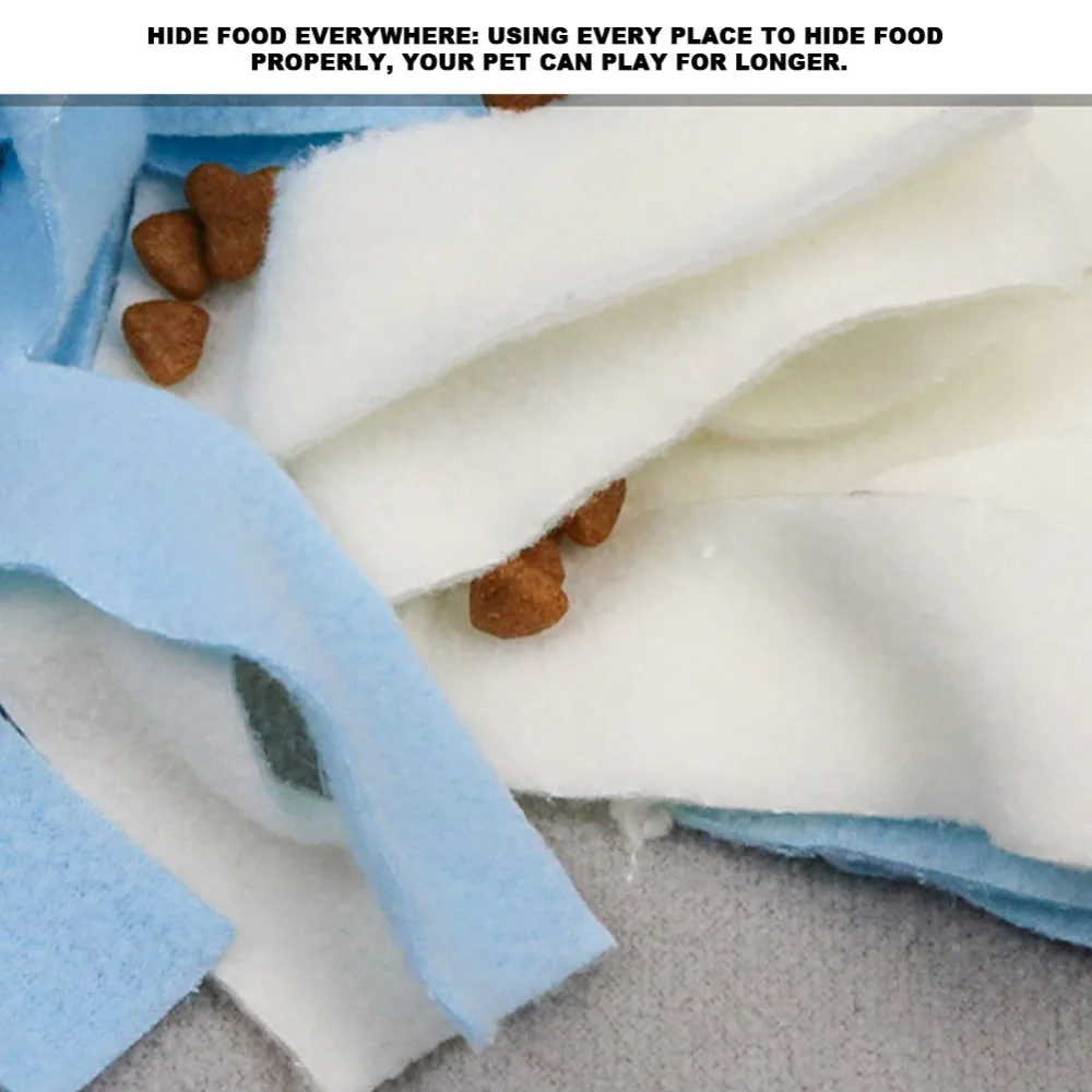 Fabric Dog Snuffle Mat Washable Surface Square Layout Pet Foraging Blanket Multi Layer Strips Non Slip Base Slow Feeding Mat