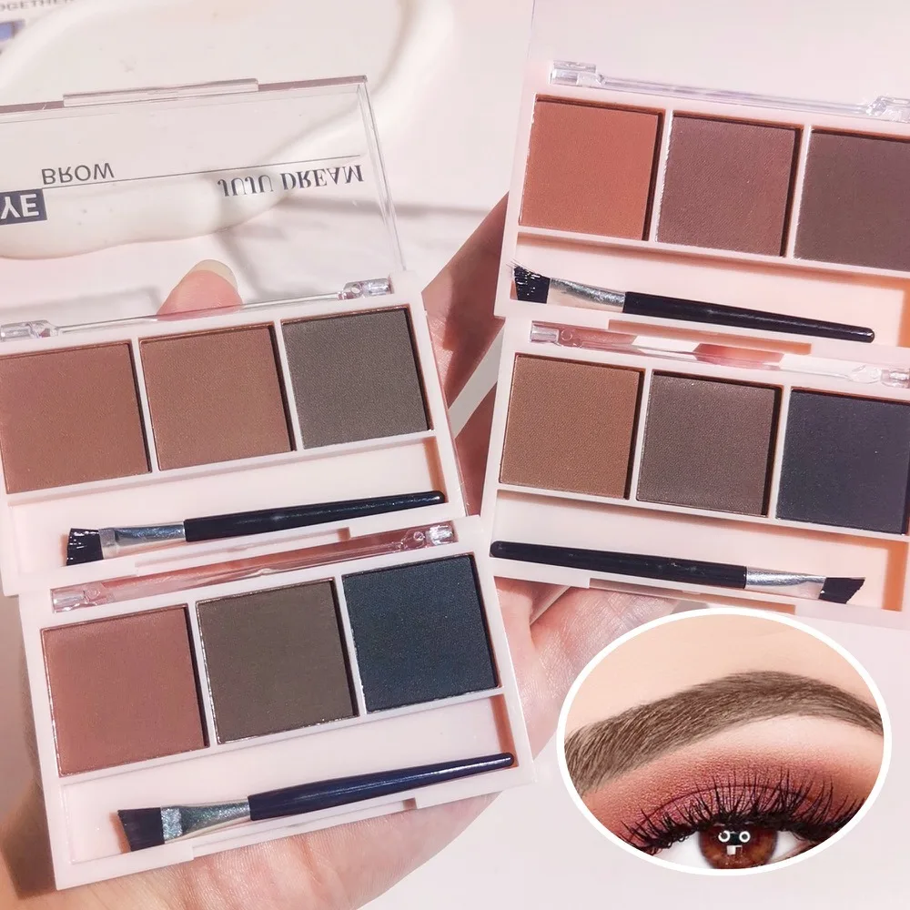 لوحة بودرة الحواجب ثلاثية الألوان | اصنع أشكال حواجب طبيعية ثلاثية الأبعاد مع ملابس مقاومة للماء تدوم طويلاً، مناسبة لجميع أنواع البشرة #3