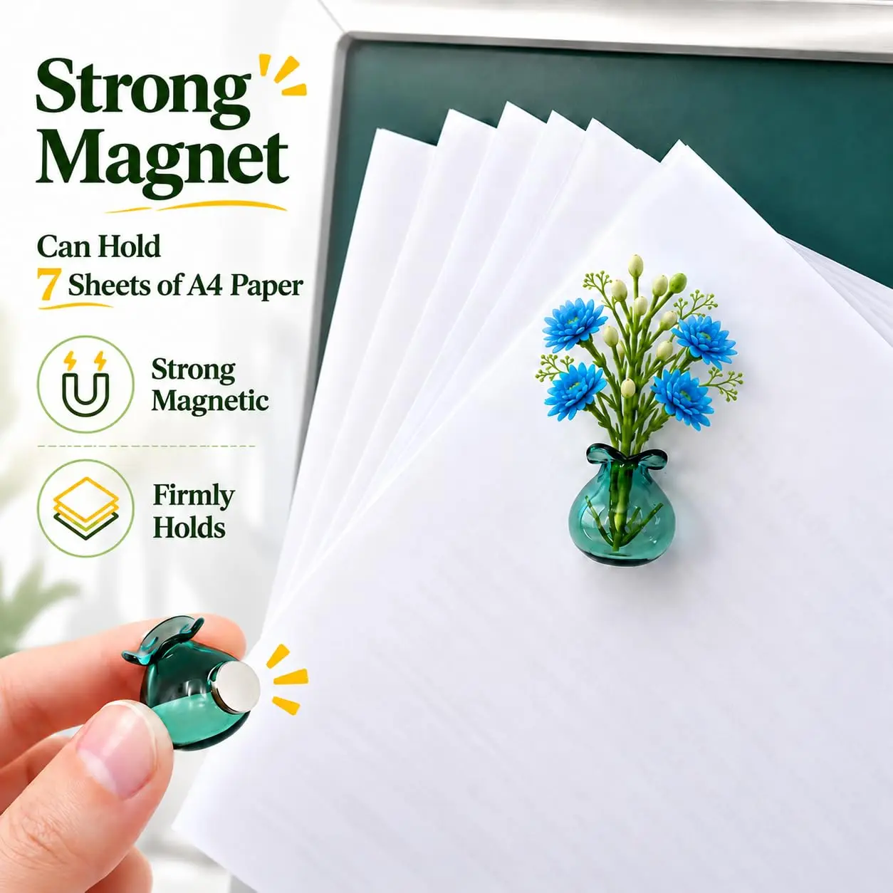 Tiny Magnetic Glass Vase Magnets 10pack Fridge Flower Pot Magnet Aesthetic Office Kitchen Decor, Customized