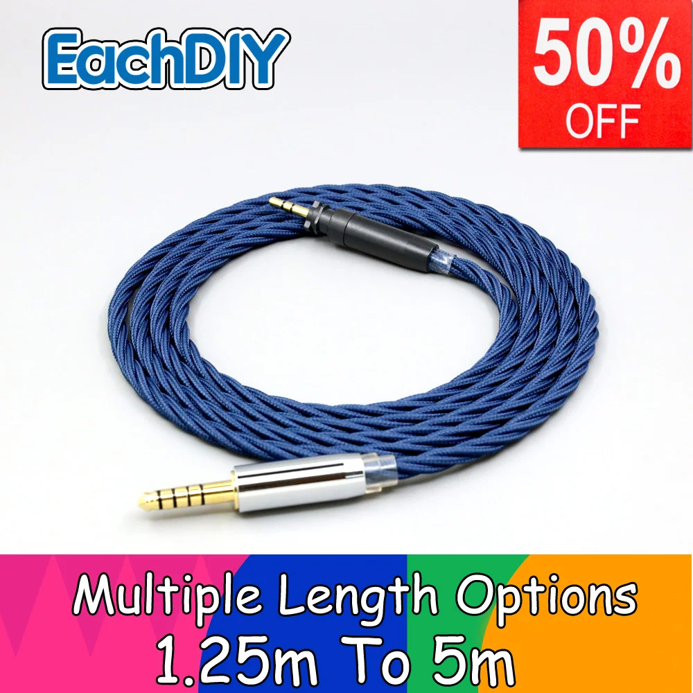 

99% Pure Silver OCC Full Sleeved Earphone Graphene Alloy Cable For Shure SRH840A SRH440A Headphone LN008572