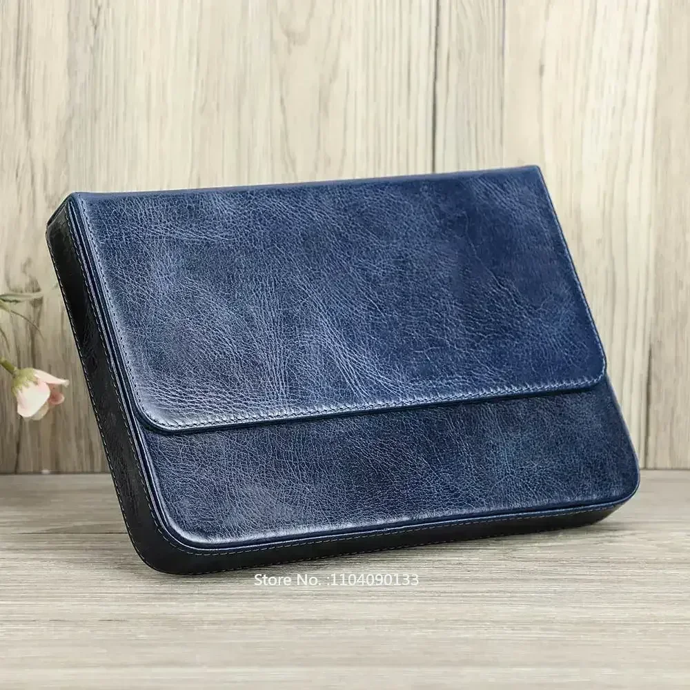 Hot Luxury Genuine Leather 12 Slots Fountain Pen Case Box Office School Stationery Pen Storage Pouch Holder With Removable Pen T