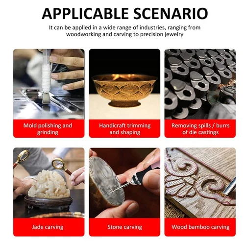 Imagen 2 del producto Kit de herramientas de grabado eléctrico, Mini grabador recargable DIY, pluma de grabado para tallado de piedra de madera y vidrio