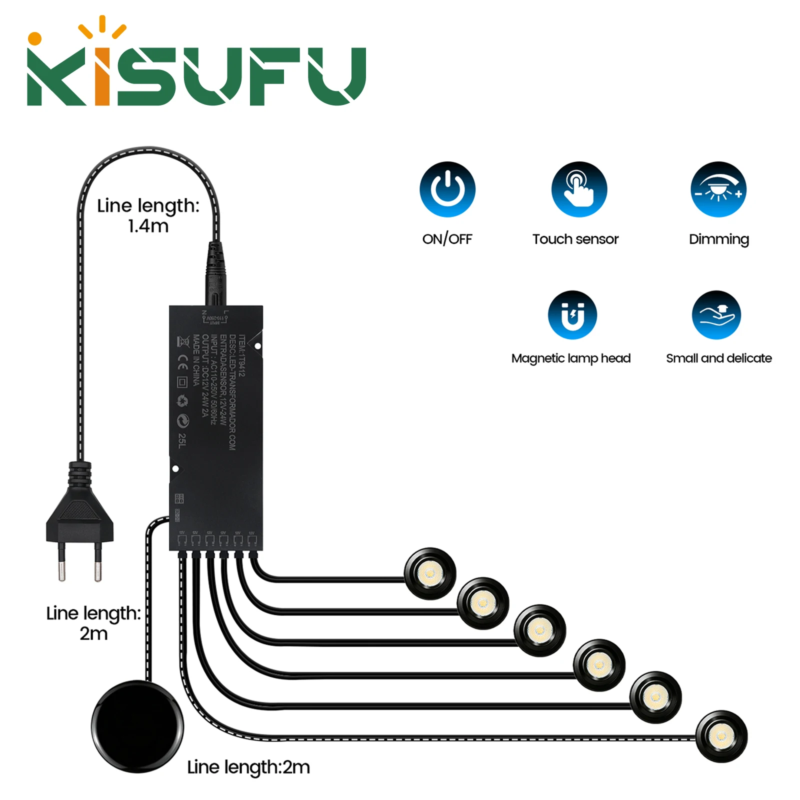 1-6Pcs Set Touch Dimmable LED Spotlight White Natural Warm 12V Mini Ceiling Spot for Wine Artwork Storage Display Cabinet Decor
