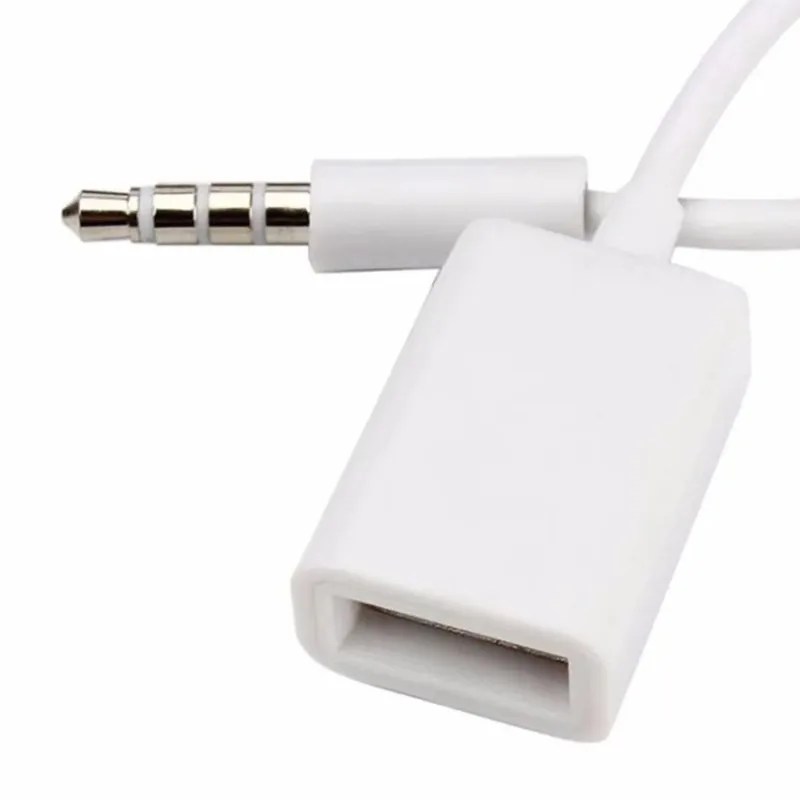 USB 2.0 Charger Interface Male to 3.5mm Jack Audio Male Adapter Cable + 3.5MM AUX Male to USB 2.0 Female Converter Cable