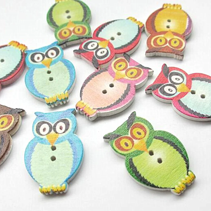 Wood Buttons Sewing Scrapbooking Owls, Mixed Sewing Clothes Accessories, 3.2cm x 2cm, 1, 2, 8 