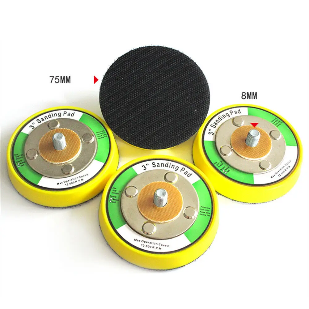 Bantalan Penyangga Pemoles Penghalus Amplas Kait & Loop 3 "Inci 75Mm dengan Ulir M8 untuk Pelat Amplas Abrasif Ampelas Ampelas Udara