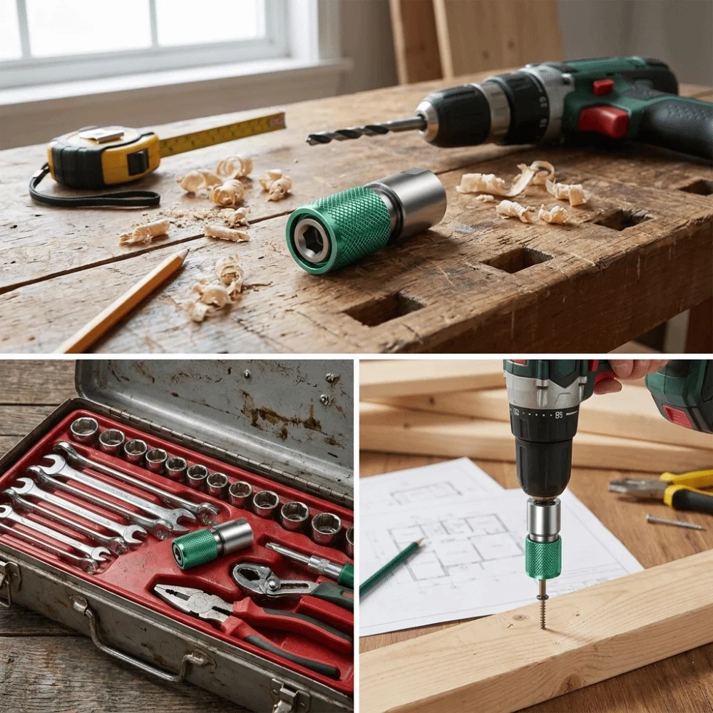 

6.5mm Diameter Electric Drill Adapter 1/2-Inch Drive Size Solid Metal Construction Power Tool Conversion Accessory