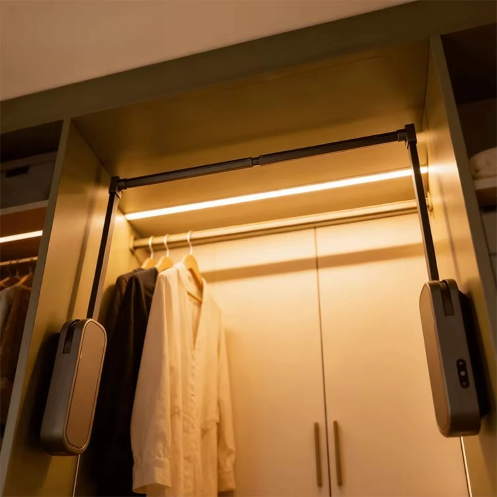 Electric Wardrobe Lift Clothes Hanging Rack Intelligence Pull Down Closet Rod view 2