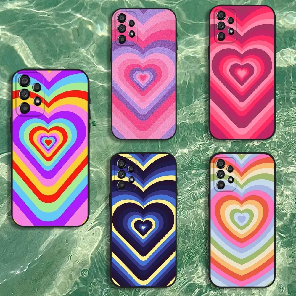 

Rainbow Gradient Love Phone Case For Samsung Galaxy A20,A21s,A22,A31,A32,A52,A53,A72,73,A80,A91 Soft Black Cover