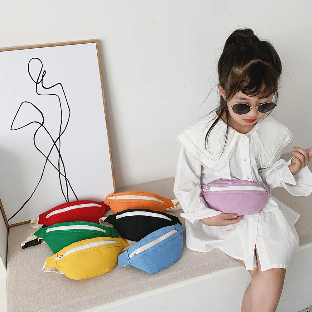 Riñonera para niños, bolso de lona informal para el pecho para mujeres y niñas, bolso con cinturón para compras al aire libre, decoración de viaje