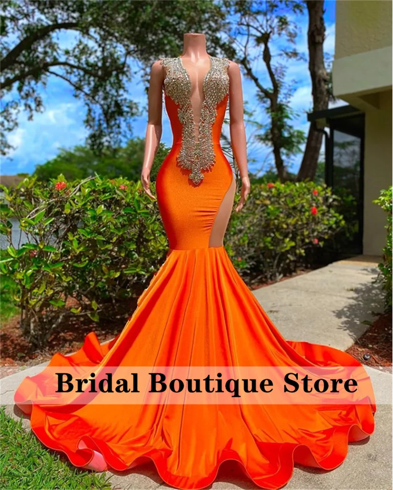 New Design Sparkly Green Mermaid Long Prom Dresses 2024 Sexy Glitter Crystals Party Gowns For Black Girls Robe De Bal Open Back