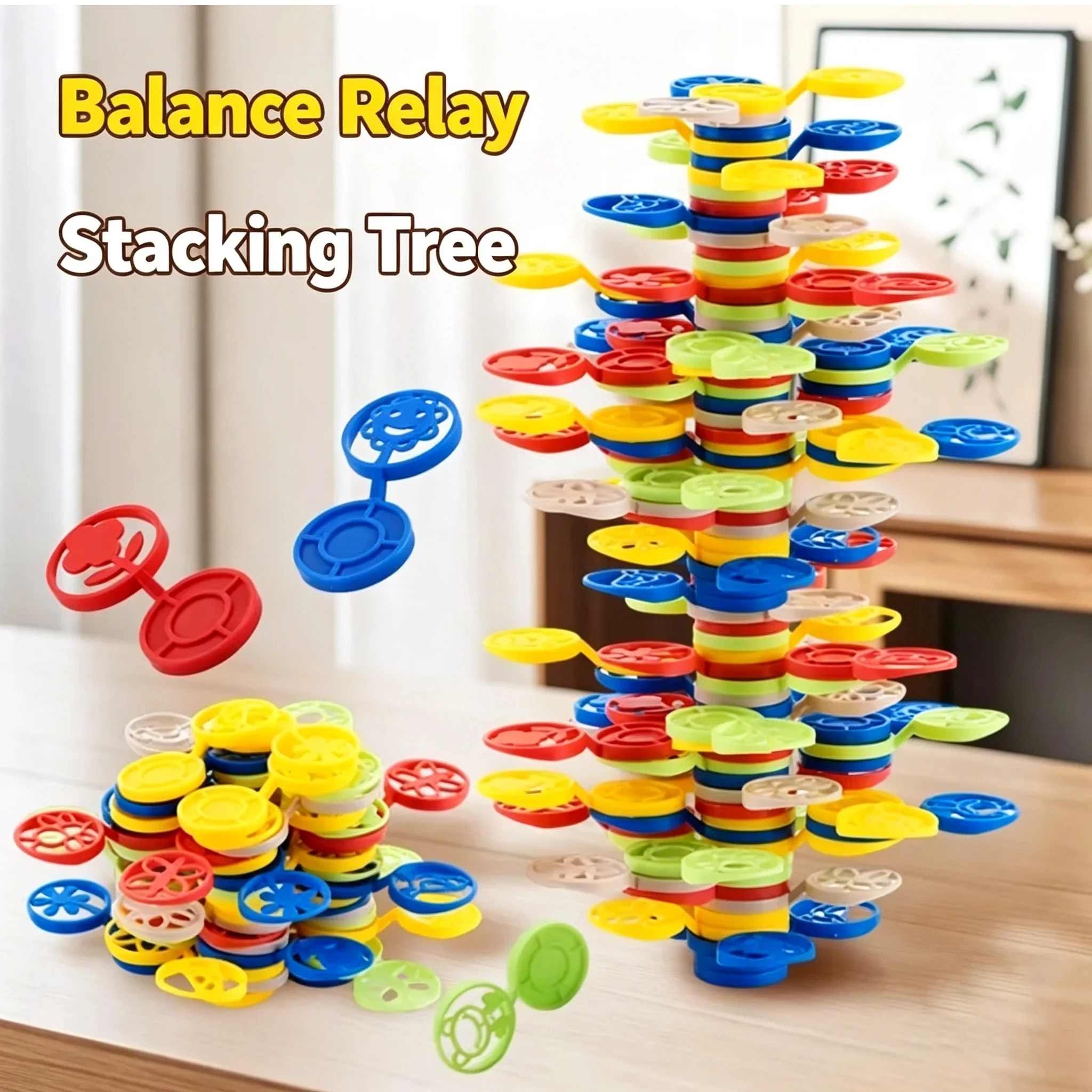 Kids' Stacking Balance Tree Building Blocks Toy, Creative Educational Focus Training, Family Interactive Playset
