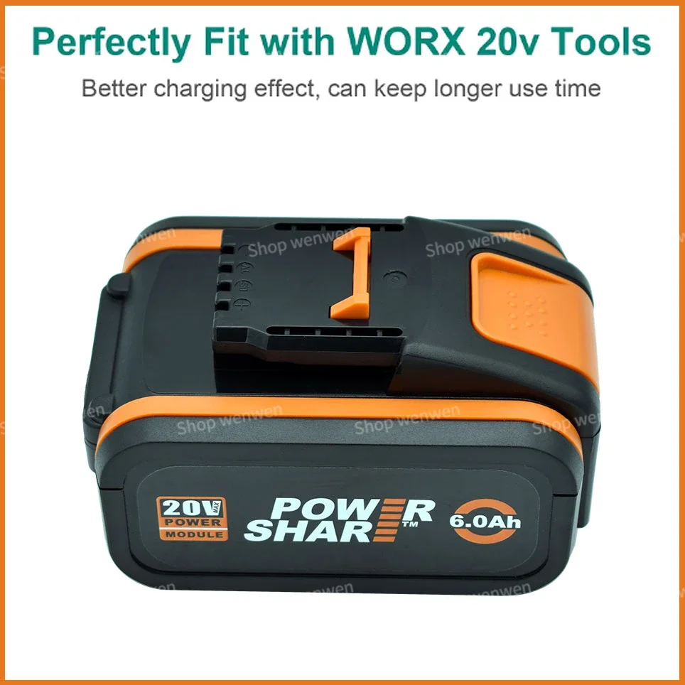 100%Original 6000mAh For WORX WA3553 WG630 WG629 WX372 WX390 WX394 WX550 WX523 WX802 WX858 WX900 20V Power tool battery