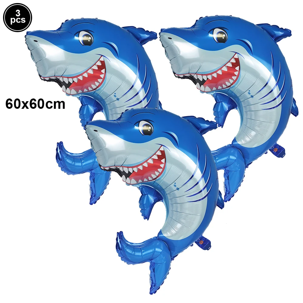 Shark Birthday Party Supplies Shark Standing Balloon Disposable Plates Napkins For Baby Shower Ocean Animal Theme Party Supplies