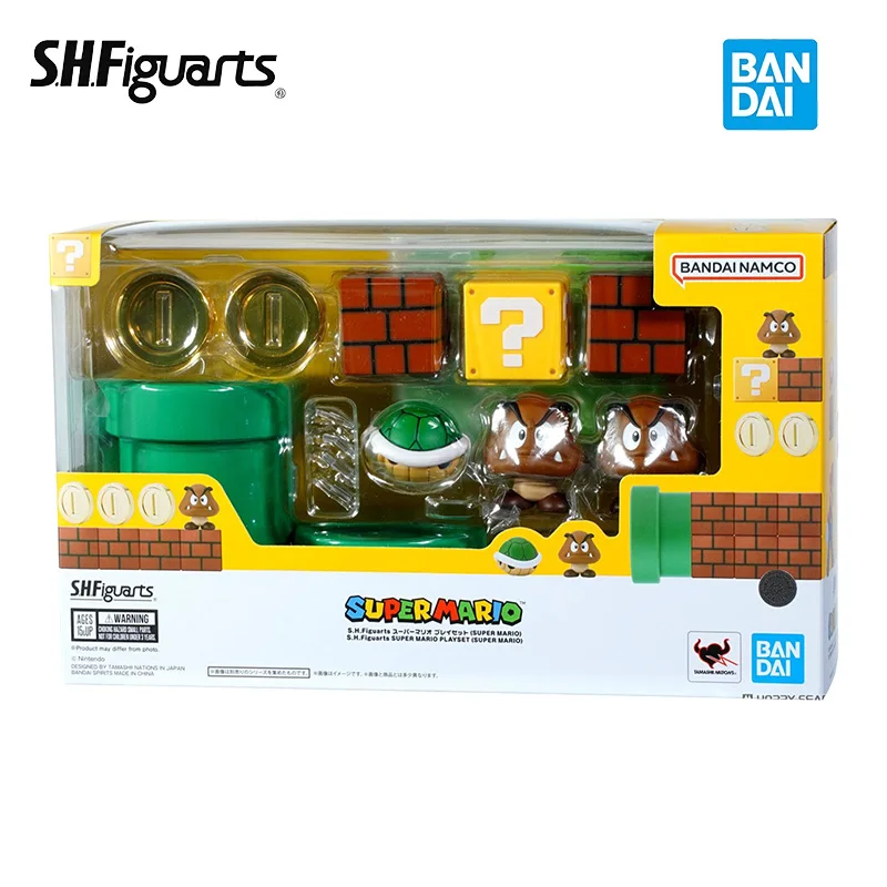 Authentieke Bandai Shf Super Mario Luigi Joint Beweegbare Humanoïde Pop Cartoon Speelgoed Desktop Ornament Kinderfestival Cadeau