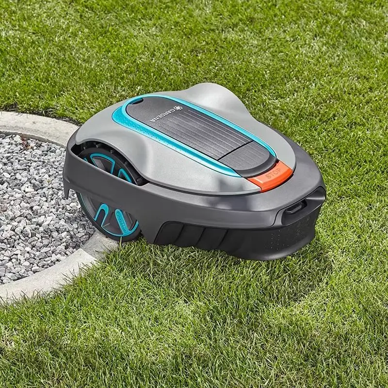 جزازة العشب الروبوتية الأوتوماتيكية مع نظام تحديد المواقع لـ 500m2 Garden App-Controlled Custom Route Smart Robot جزازة العشب الروبوتية باللونين الأزرق والأبيض