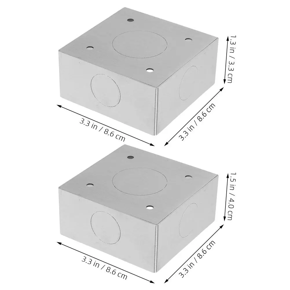 2Pcs 86 Standard Stainless Steel Surface Mount Fireproof Socket Box Wall Switch Panel Electrical Junction Box Versatile Safe