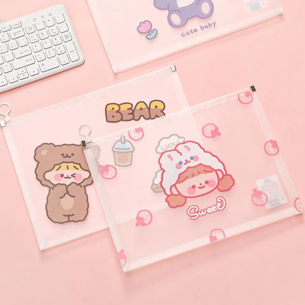 Cartella di File utile multifunzionale trasparente Visual A4 Size Cartoon Animal File Holder per studenti