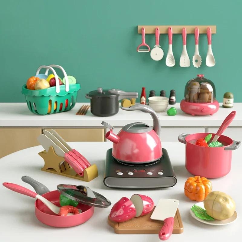 Gioca a giochi di ruolo Giocattoli Ragazzi Ragazze Giocattoli per bambini Cucina Set di giocattoli Fai finta di cucinare Cibo Gioca con pentole Padelle Utensili Pentole