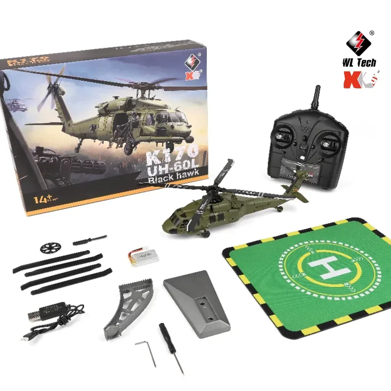 Weili K170 Black Hawk RC เฮลิคอปเตอร์-รีโมทคอนโทรล Brushless สี่ทิศทางความสูงคงที่เครื่องบินจําลองของเล่นสําหรับผู้ใหญ่